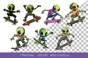 Alien on skateboarding. TShirt, an Animal Illustration by KENO Mascots (Thumbnail 2 of 10)
