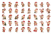 Whimsical Christmas Elves Clipart, a Seasonal Illustration by Nicolle's Colorful Art (Thumbnail 2 of 6)