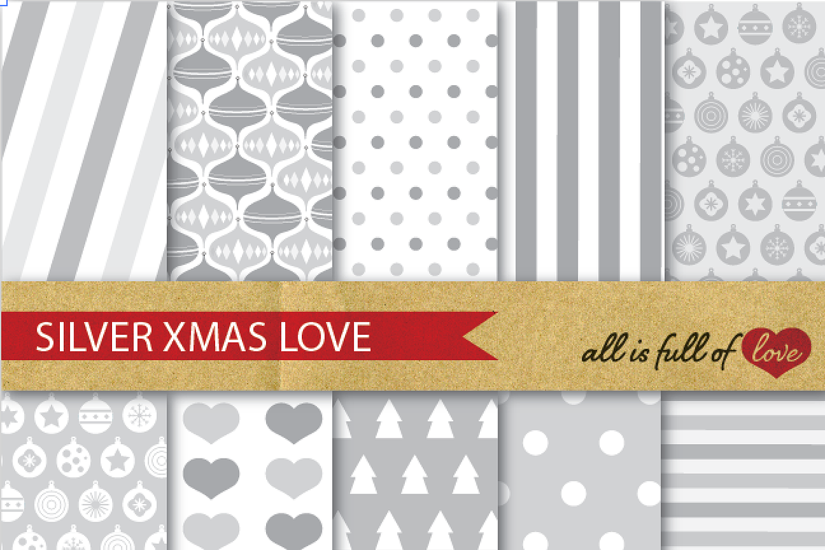 Silver Grey Christmas patterns