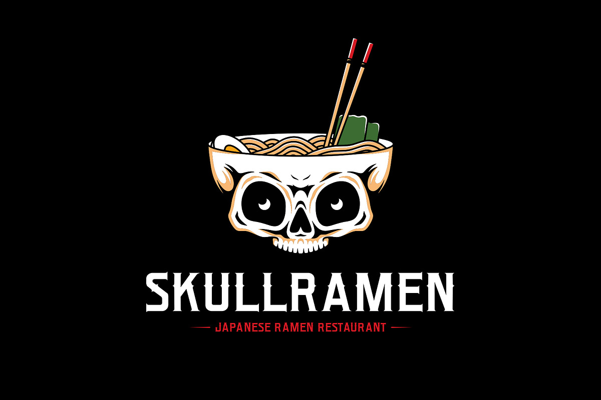 Skull Head Ramen Bowl Logo Template, a Branding & Logo Template by vectorwithin (Photo 2 of 3)