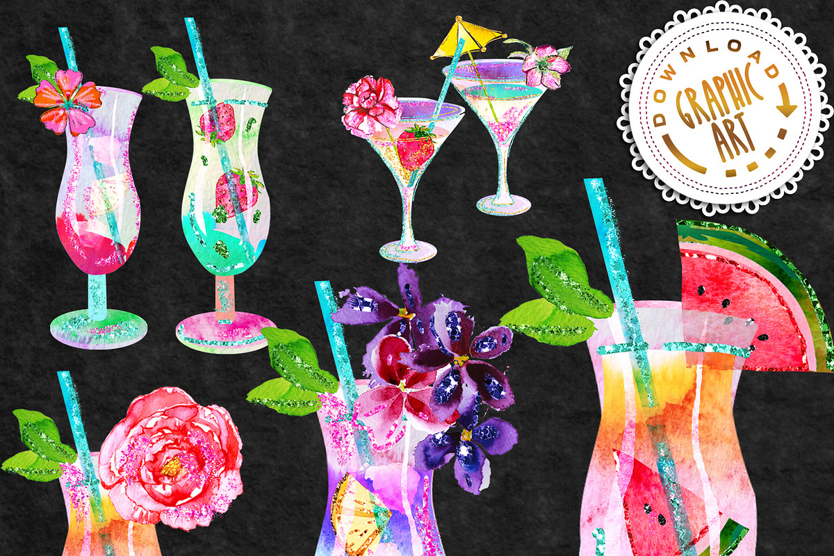 Summer Cocktail Clip Art, a Food Illustration by Download Graphic Art (Photo 2 of 6)