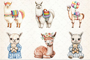 Watercolor Cute Llama Clipart, an Illustration by Rose Art (Thumbnail 3 of 7)