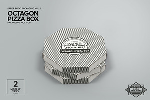 Octagon Pizza Box Packaging Mockup