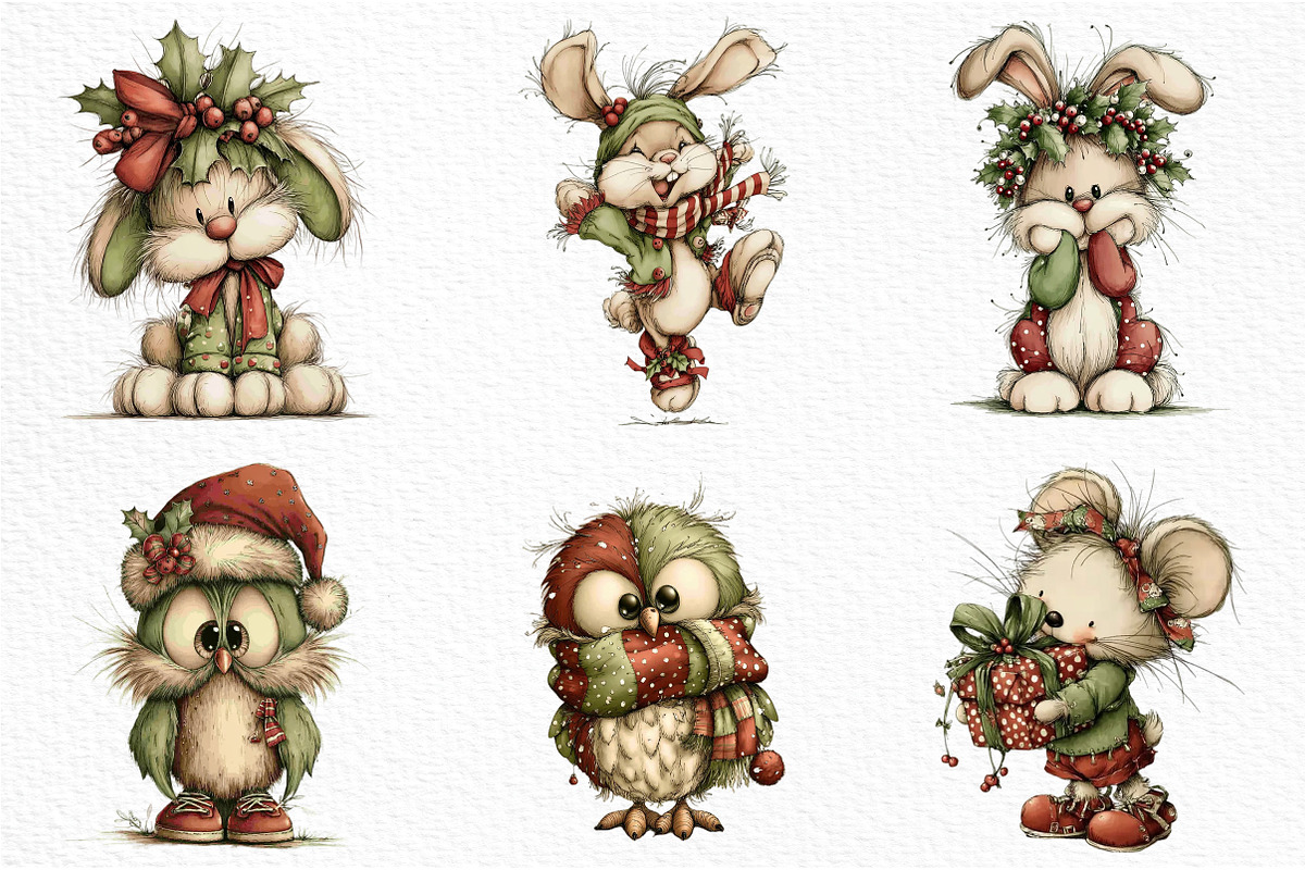 Whimsical Christmas Animals, an Illustration by Craft Nest (Photo 4 of 6)