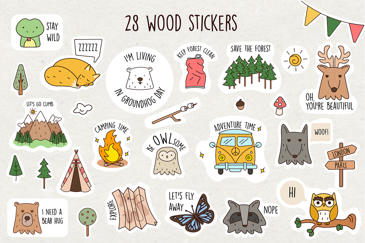 Cute Camping Doodles Vector Graphics, an Animal Illustration by Vibérains (Photo 12 of 13)