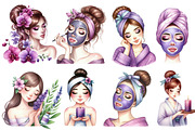 Watercolor Spa Girl Clipart, an Illustration by Designworld (Thumbnail 3 of 4)