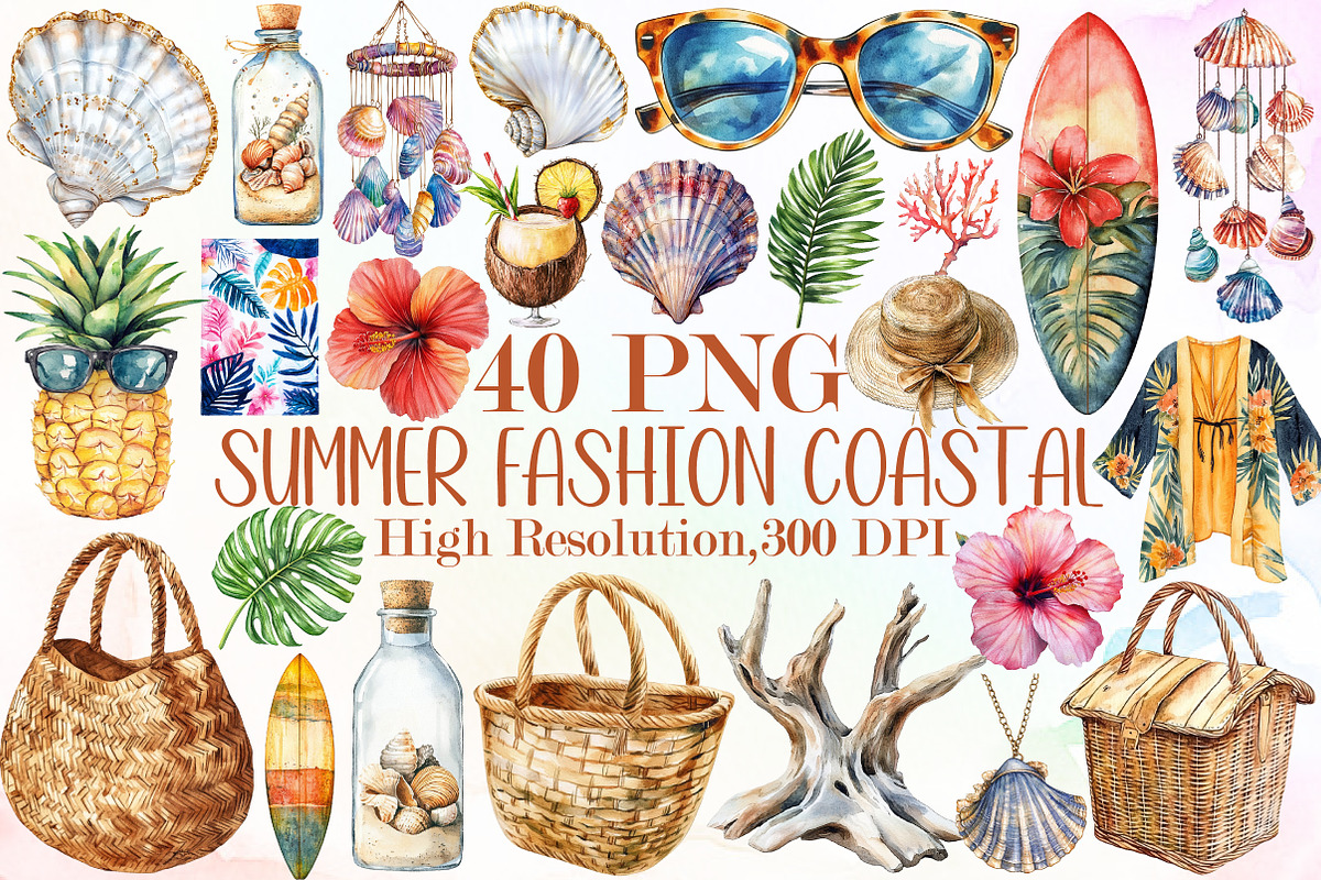 Boho Clipart Summer Fashion Coastal, an Illustration by Sublimation Artist (Photo 1 of 6)