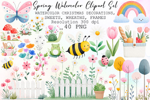 Spring Watercolor Clipart Set, an Illustration by Sublimation Artist