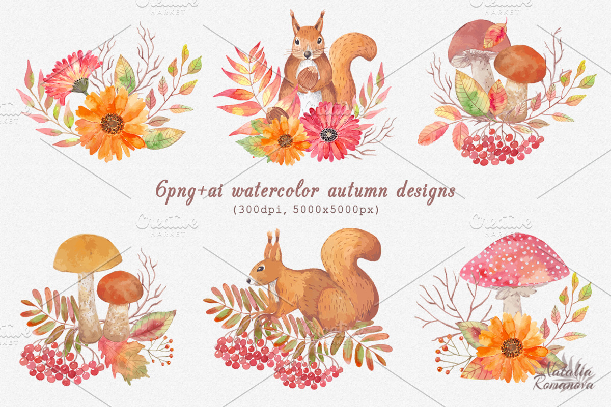 Autumn watercolor collection, an Illustration by BrushArtDesigns (Photo 3 of 9)