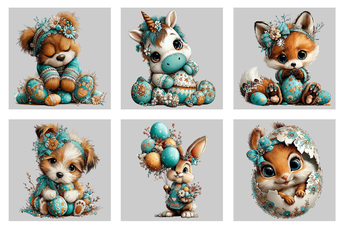 Whimsical Easter Animals Clipart, an Illustration by Black Bird Studio (Photo 5 of 5)