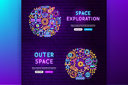 Outer Space Cosmos Neon Vector Icons, an Outline Icon by Anna_leni (Thumbnail 6 of 9)