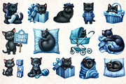 Black Cat Clipart Nursery Baby Boy, an Illustration by Rose Art (Thumbnail 2 of 4)