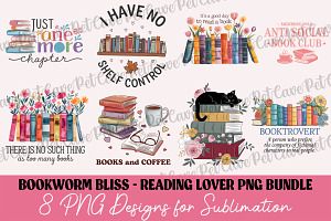 Bookworm Bliss Sublimation Bundle, a Graphic by Pet Cave
