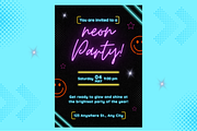 Neon Party Invitations Templates, a Templates & Theme by TemplateCastleStore (Thumbnail 7 of 9)