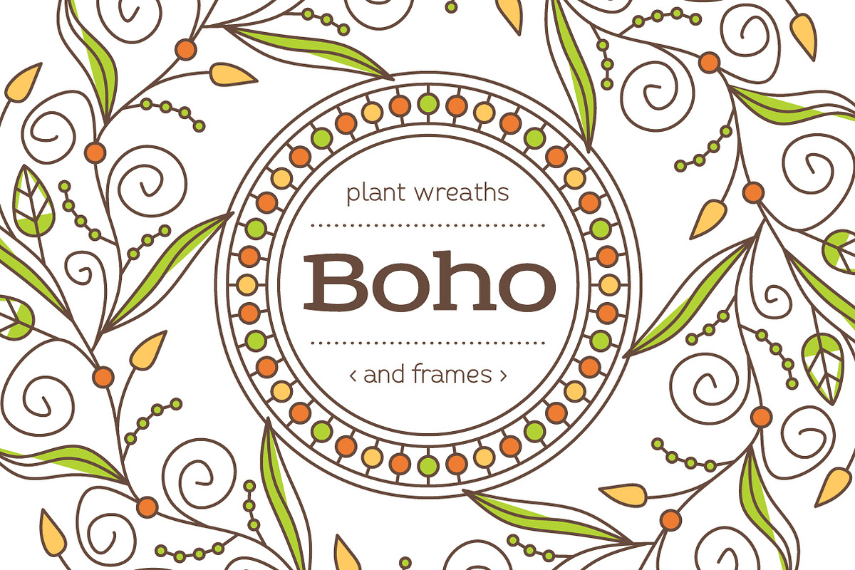 Boho - Frames and Wreaths set, a Decorative Illustration by Zhurov (Photo 1 of 4)