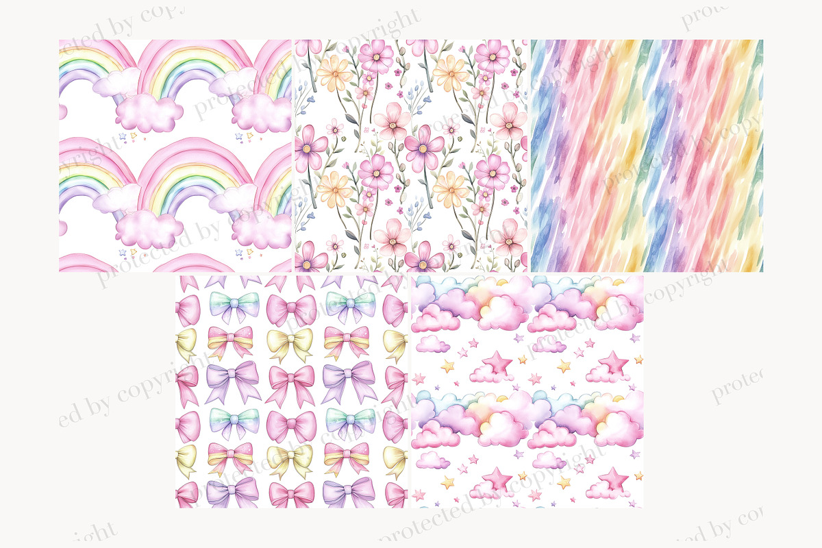 Rainbow Unicorn Digital Paper, a Pattern Graphic by GlamArtZhanna (Photo 4 of 4)