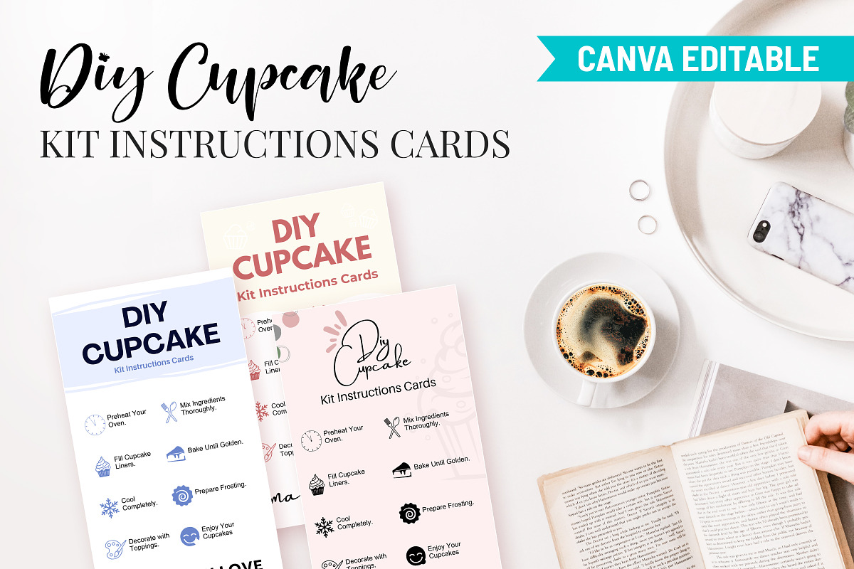 Cupcake Kit Instructions Guide Cards, a Card Template by Snapybiz (Photo 2 of 10)