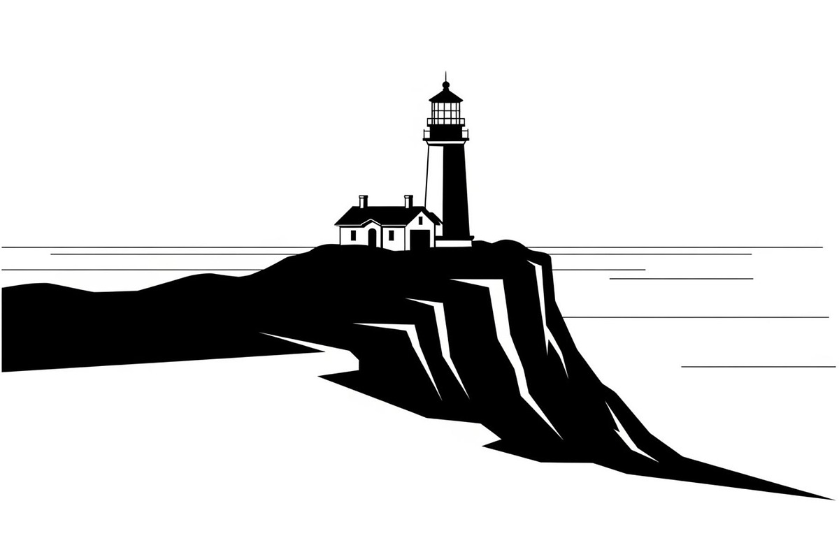 Lighthouse Coastal Cliff Silhouette, a Graphic by hafijul (Photo 10 of 15)