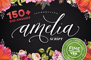 Amelia Script - Fine version, a Script Font by Blessed Print (Thumbnail 1 of 18)