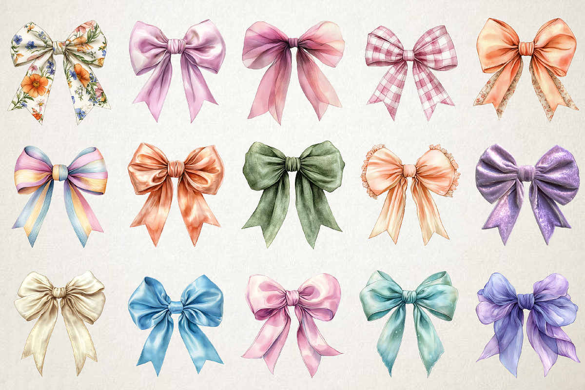 Coquette Bows Spring Clipart Bundle, an Illustration by RobertsArt (Photo 4 of 6)