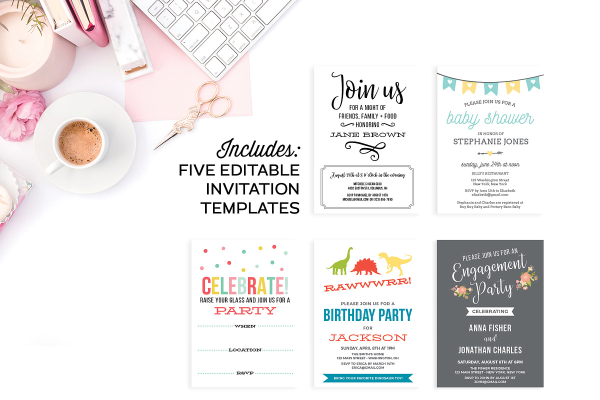 Invitation Template for Illustrator, an Invitation Template by Michelle Hickey Design (Photo 1 of 5)