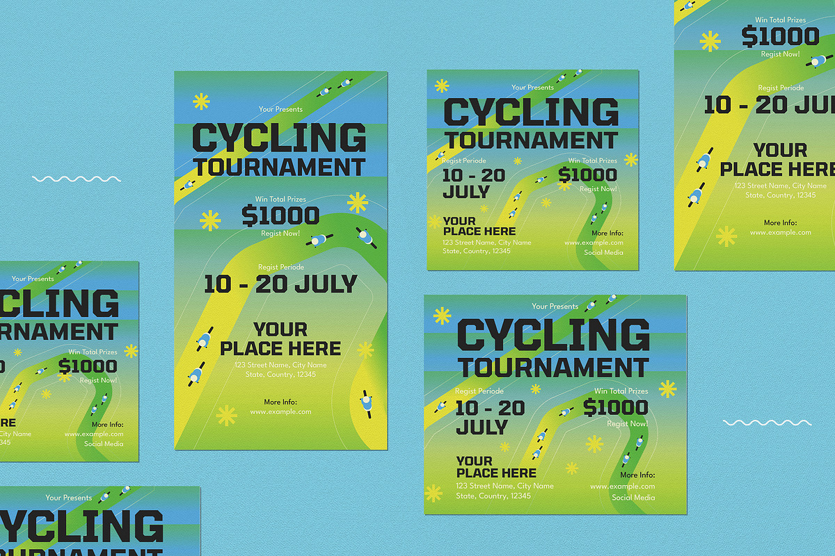 Green Cycling Tournament Flyer Set, a Flyer Template by graphicook (Photo 4 of 4)