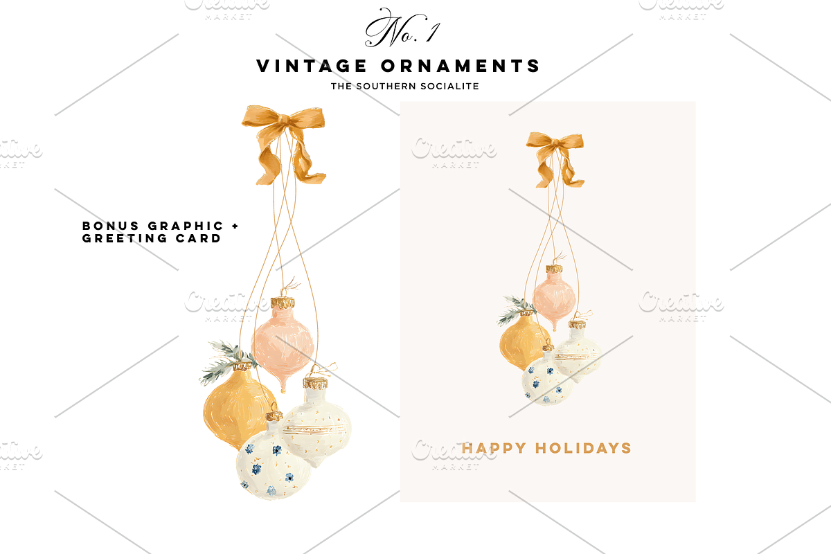 Vintage Ornaments No. 1, an Illustration by The Southern Socialite (Photo 2 of 2)