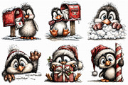 Christmas Peeking Penguin Clipart, an Illustration by Libby Wishes (Thumbnail 7 of 7)