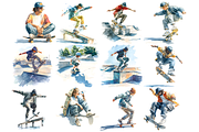 Watercolor Skate Clipart, a Decorative Illustration by stickermadness (Thumbnail 2 of 4)