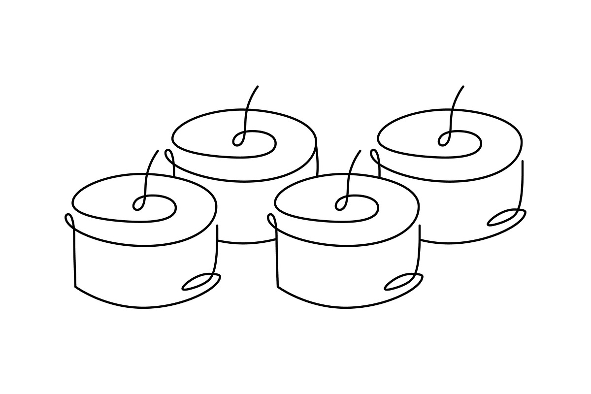Four hand drawn one line candles, an Object Graphic by HappyStories
