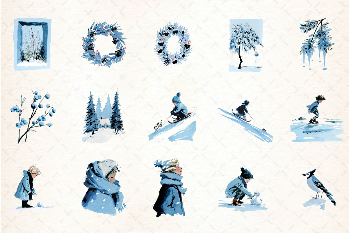 Watercolor Winter Clipart Collection, an Illustration by DreamCafeArt (Photo 4 of 6)