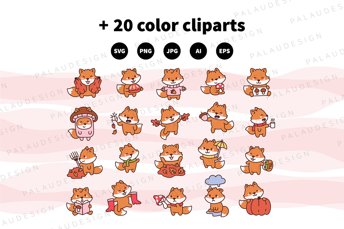 Cute Kawaii Fox Autumn Character, a Seasonal Illustration by Palau (Photo 10 of 12)
