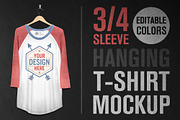 Hanging 3/4 Sleeve T-Shirt Mockup, a Shirt Mockup by graphiklee (Thumbnail 1 of 3)