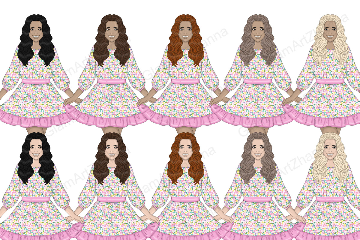 Spring Girl Clipart | Bicycle Woman, a Person Illustration by GlamArtZhanna (Photo 4 of 5)