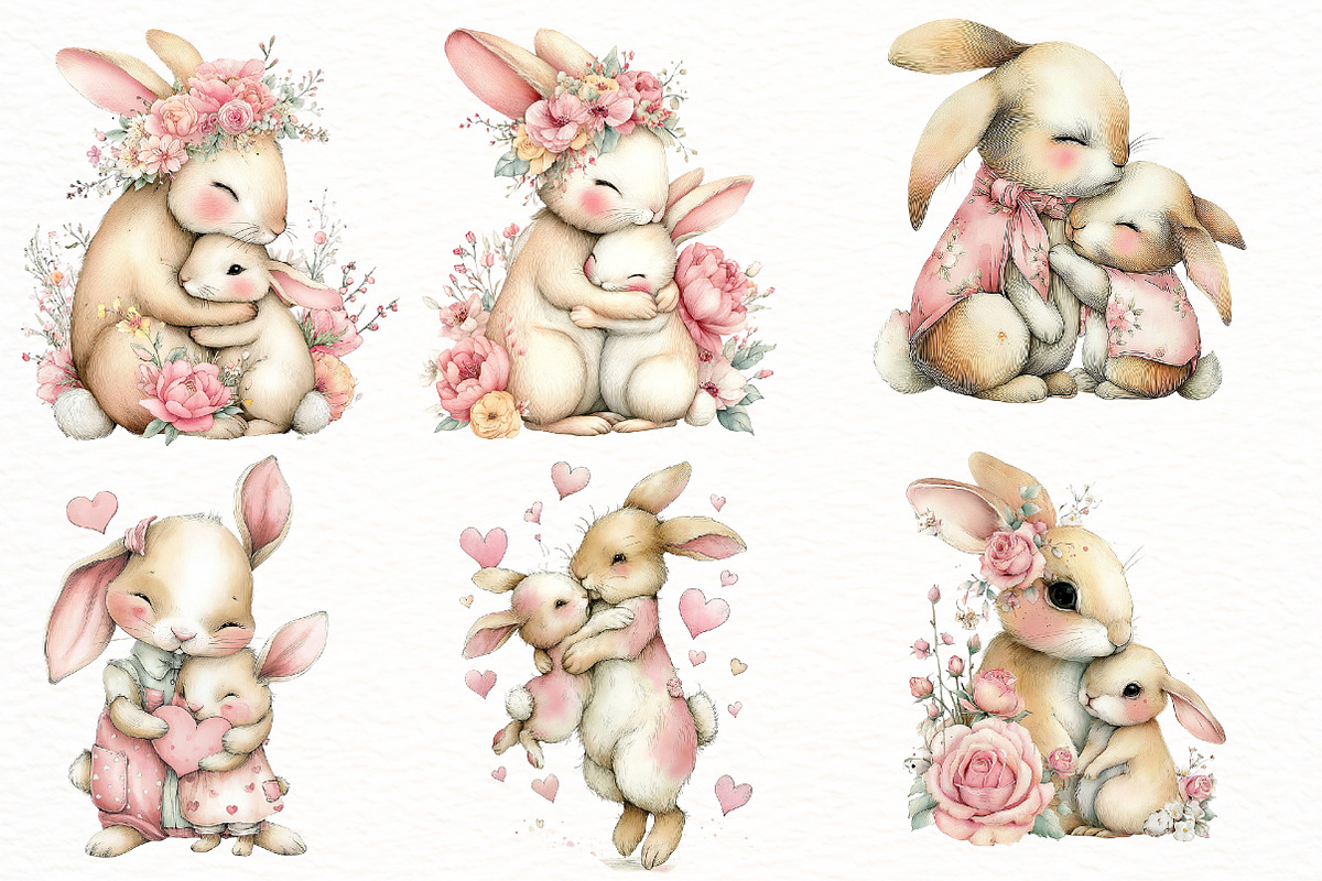 Whimsical Mother's Day Bunny Clipart, an Illustration by Designworld (Photo 5 of 8)
