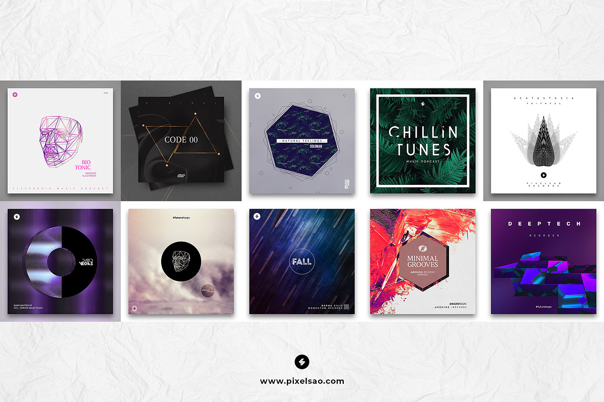 50 Minimal Album Covers Bundle, a Social Media Template by pixelsao (Photo 5 of 6)