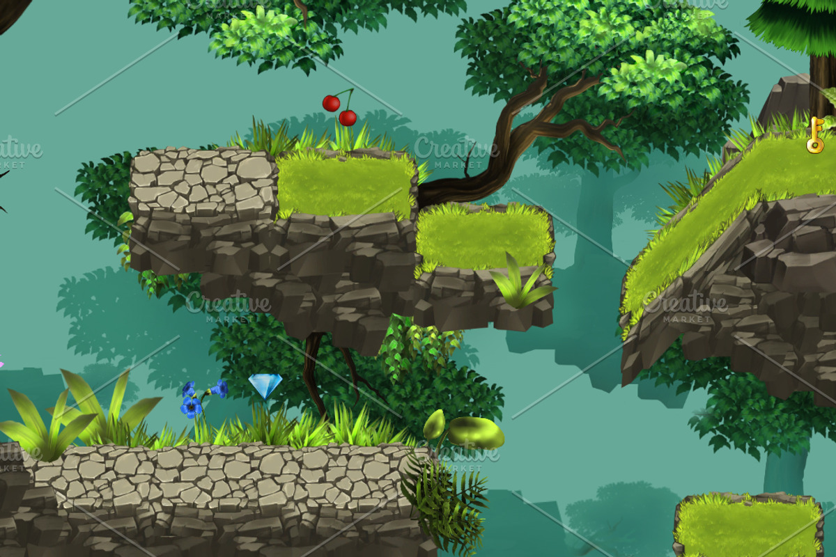 2D Forest Tileset Pack, an Illustration by LudicArts (Photo 4 of 5)