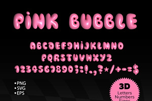 Pink Bubble Letters And Numbers