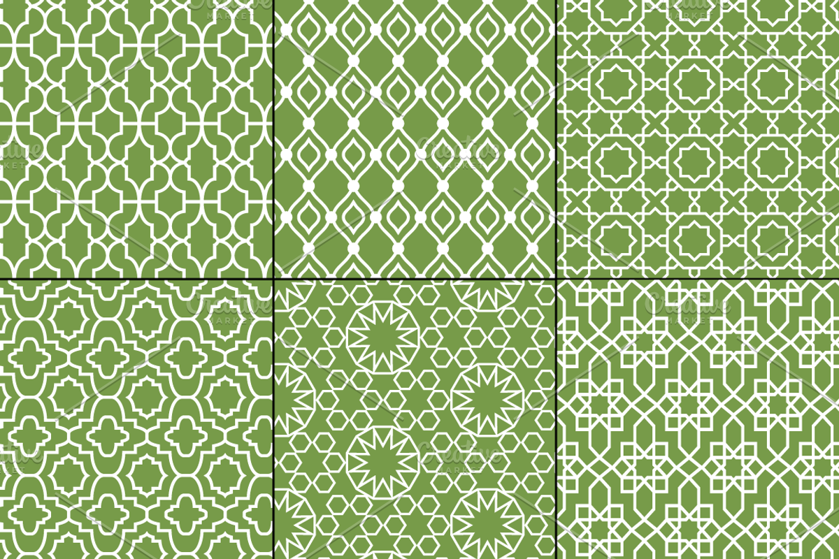 Seamless Green Moroccan Patterns preview 5
