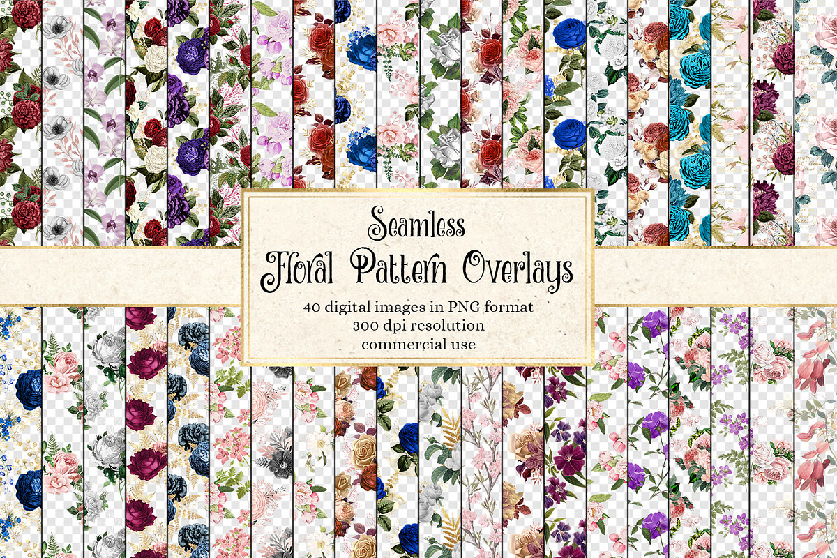 Floral Pattern Overlays, a Pattern Graphic by Digital Curio