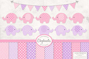 Pink and Purple Elephants & Papers, an Illustration by Amanda Ilkov (Thumbnail 1 of 3)