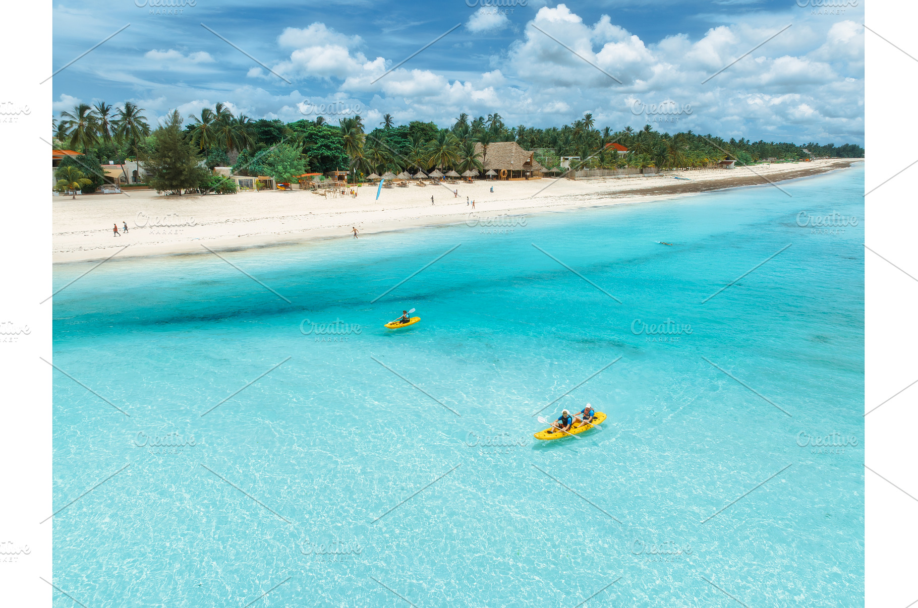 Aerial view of people kayaking in, a Nature Photo by den-belitsky