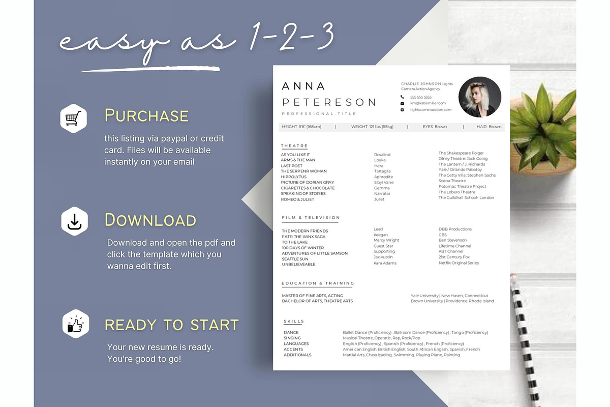Theatre resume,cover letter template, a Resume Template by Climbwithelevator (Photo 5 of 5)