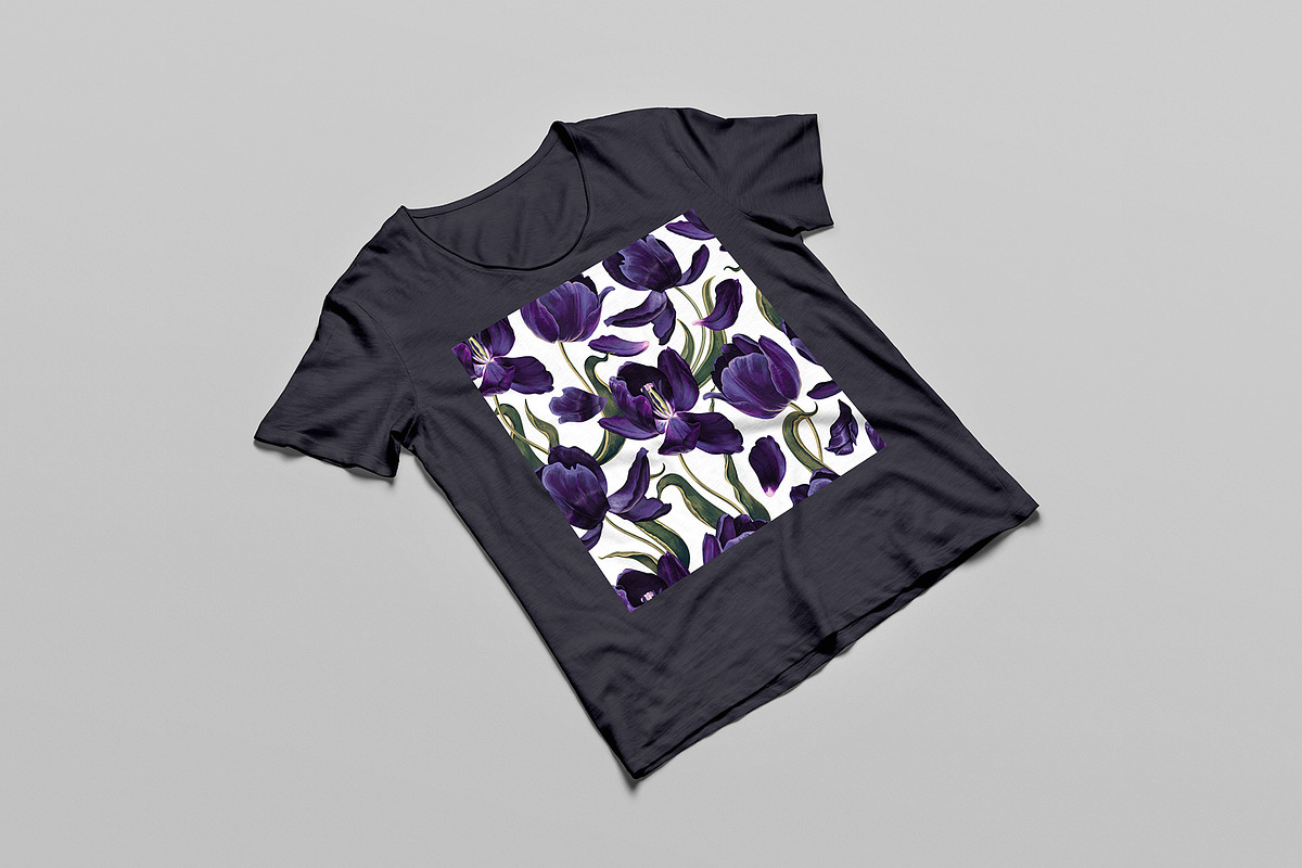 Black Tulips Seamless Pattern, a Pattern Graphic by MarynaPetrovska (Photo 17 of 19)