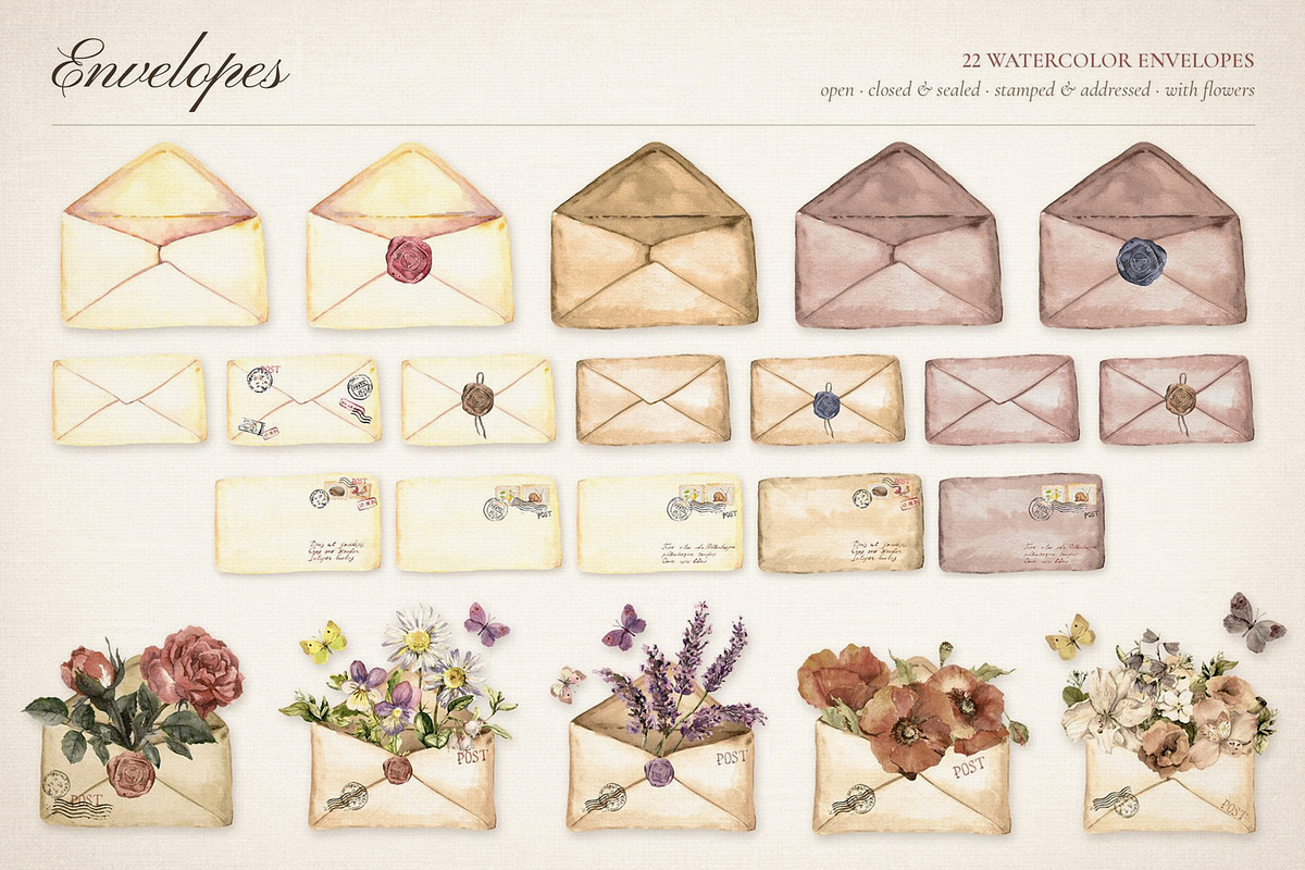 Vintage Postage Stamps & Envelopes, an Object Illustration by Where summer is (Photo 4 of 16)