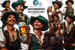 Oktoberfest Bavarian Men Clipart Set, a Seasonal Illustration by ThatsDesignArt