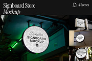 Signboard Store Mockup, an Advertising Mockup by Simetrica Labs (Thumbnail 1 of 4)