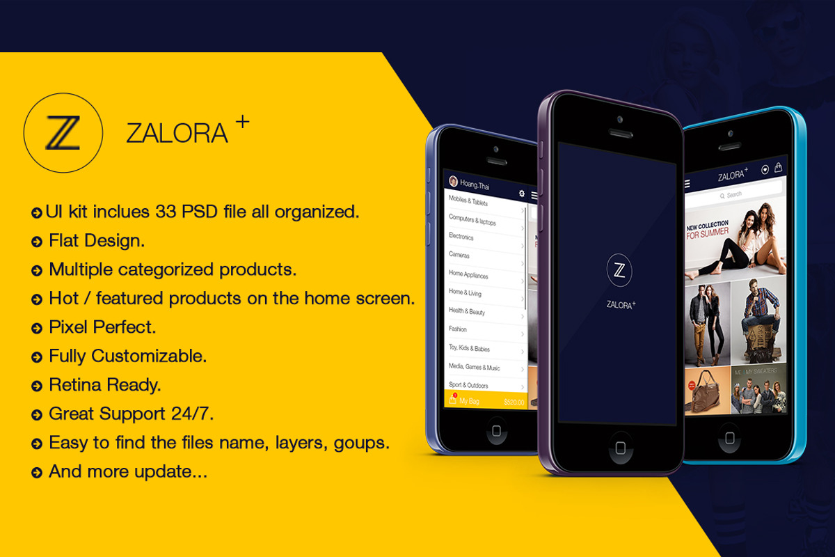 Zalora Shopping UI for e-commerce, an iPhone Mockup by hoangpts (Photo 1 of 3)