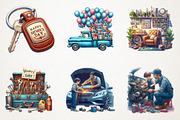 Car Lover Fathers Day Watercolor Cli, a Seasonal Illustration by RobertsArt (Thumbnail 4 of 4)
