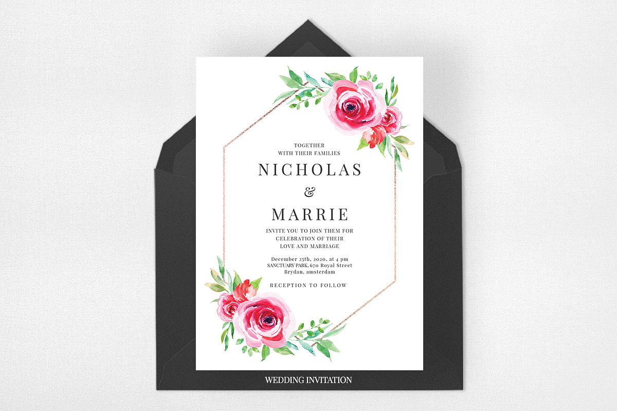 Watercolor Floral Wedding Suite, an Invitation Template by Azka Creative (Photo 2 of 5)